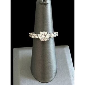 Sterling Silver 7mm Solitaire CZ Sparkle Ring Sz 6 925